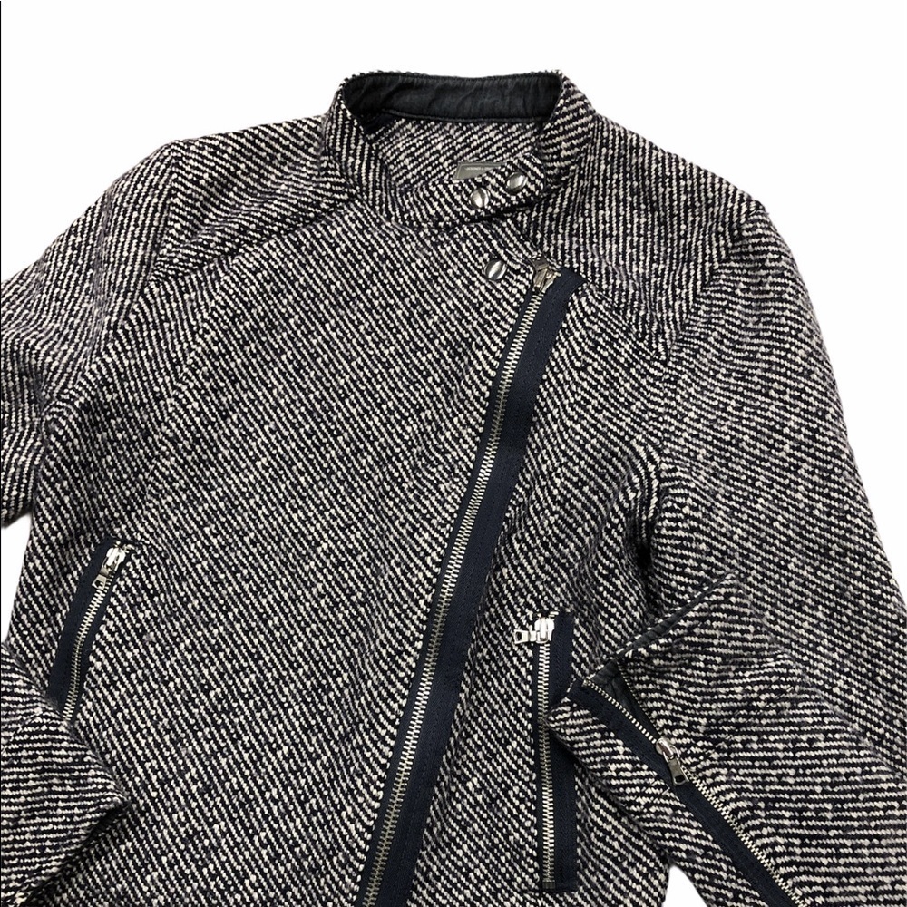 Gap size small Moto blue tweed zippered jacket - Picture 3 of 8
